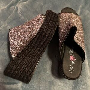 Colorful glitter platform sandals